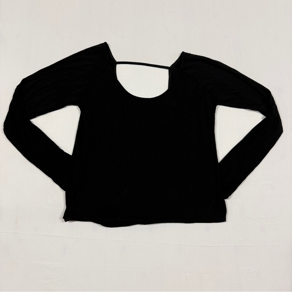 ZYIA ACTIVE Black Namaste Long Sleeve Top Open Back Womens Medium